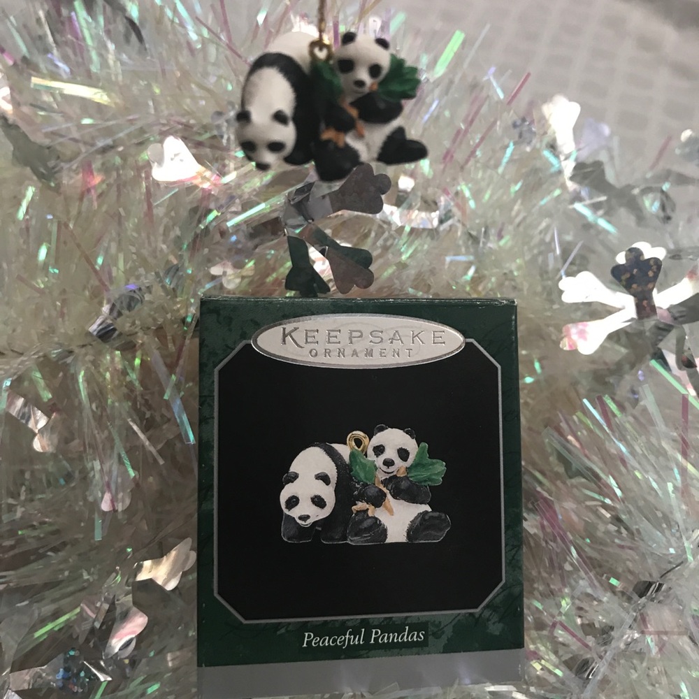 RARE Hallmark "Peaceful Pandas" Ornament